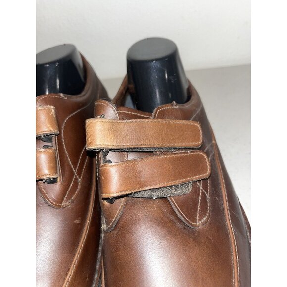 Eva-Tech Shoes Men 12 EEEE Footonic II Slip On Brown Leather Hook & Loop Comfort - Picture 3 of 10